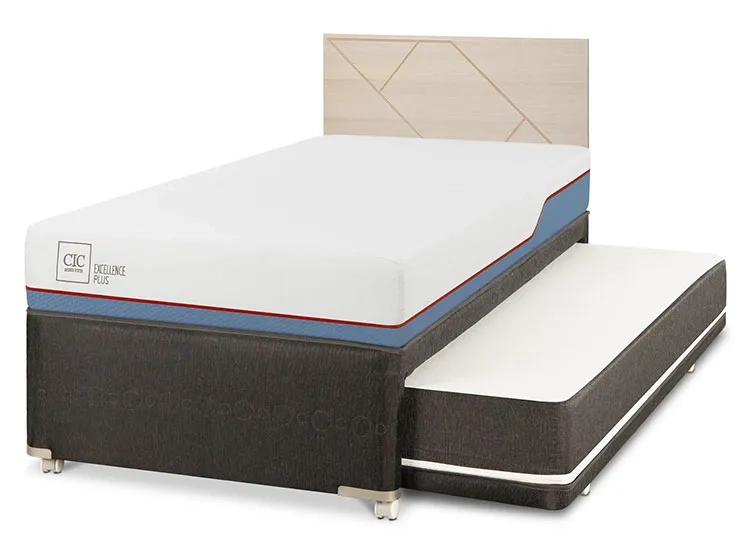 JUEGO DE DORMITORIO CIC CAMA DIVAN EXCELLENCE PLUS 1.5 PLAZAS NEGRO + RESPALDO VILLARRICA ALPINO - 2