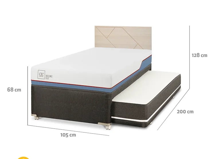 JUEGO DE DORMITORIO CIC CAMA DIVAN EXCELLENCE PLUS 1.5 PLAZAS NEGRO + RESPALDO VILLARRICA ALPINO - 3