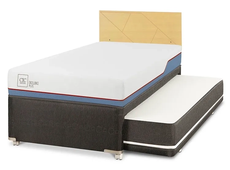 JUEGO DE DORMITORIO CIC CAMA DIVAN EXCELLENCE PLUS 1.5 PLAZAS NEGRO + RESPALDO VILLARRICA MOSTAZA - 2