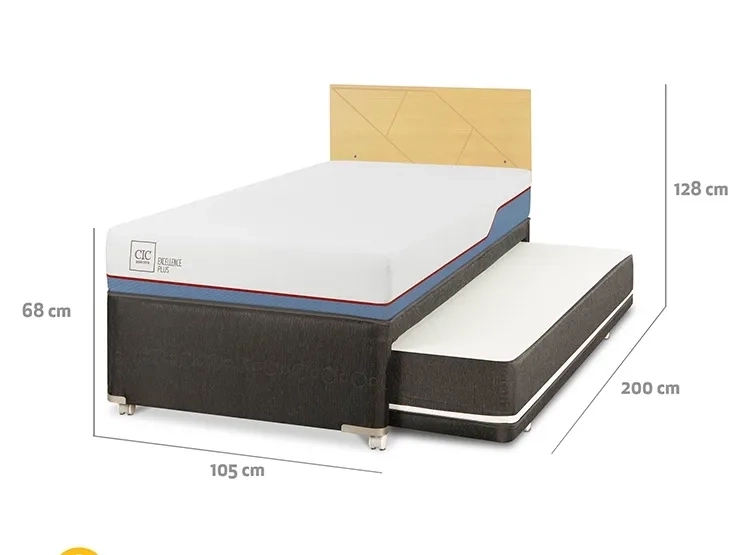 JUEGO DE DORMITORIO CIC CAMA DIVAN EXCELLENCE PLUS 1.5 PLAZAS NEGRO + RESPALDO VILLARRICA MOSTAZA - 3