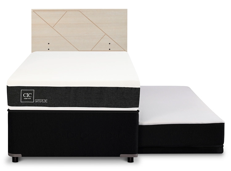JUEGO DE DORMITORIO CIC CAMA DIVAN ORTOPEDIC 1.5 PLAZAS NEGRO + RESPALDO VILLARRICA ALPINO - 1