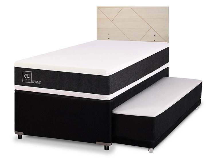 JUEGO DE DORMITORIO CIC CAMA DIVAN ORTOPEDIC 1.5 PLAZAS NEGRO + RESPALDO VILLARRICA ALPINO - 2