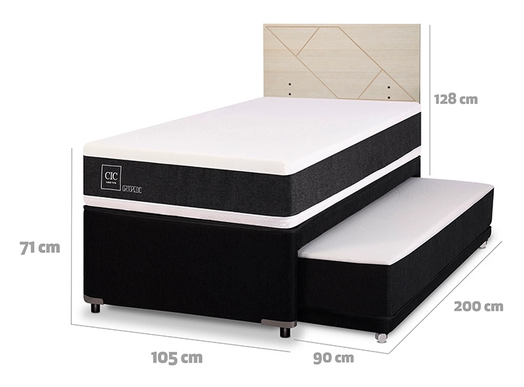 JUEGO DE DORMITORIO CIC CAMA DIVAN ORTOPEDIC 1.5 PLAZAS NEGRO + RESPALDO VILLARRICA ALPINO - 3