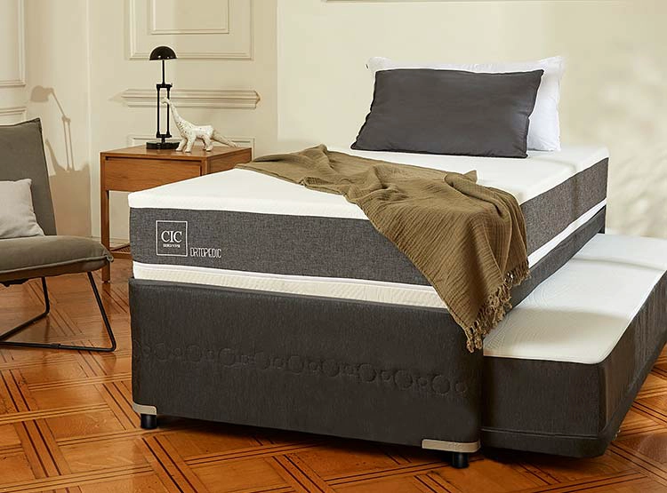JUEGO DE DORMITORIO CIC CAMA DIVAN ORTOPEDIC 1.5 PLAZAS NEGRO + RESPALDO VILLARRICA ALPINO - 7