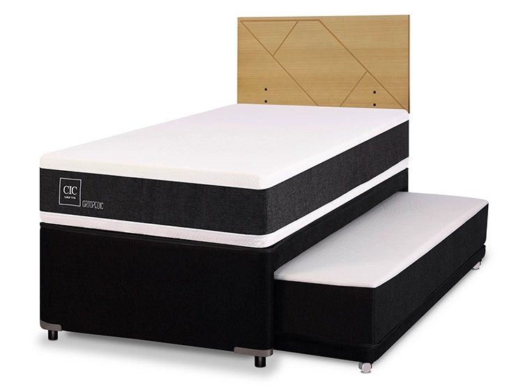 JUEGO DE DORMITORIO CIC CAMA DIVAN ORTOPEDIC 1.5 PLAZAS NEGRO + RESPALDO VILLARRICA MOSTAZA - 2