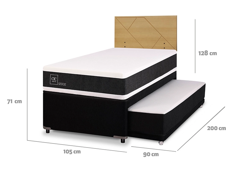 JUEGO DE DORMITORIO CIC CAMA DIVAN ORTOPEDIC 1.5 PLAZAS NEGRO + RESPALDO VILLARRICA MOSTAZA - 3