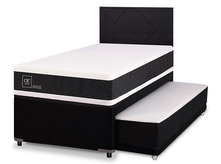 JUEGO DE DORMITORIO CIC CAMA DIVAN ORTOPEDIC 1.5 PLAZAS NEGRO + RESPALDO VILLARRICA - 2
