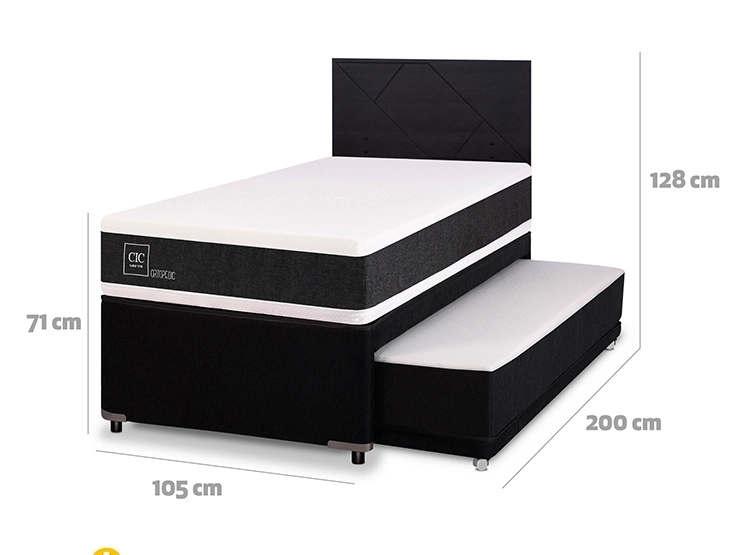 JUEGO DE DORMITORIO CIC CAMA DIVAN ORTOPEDIC 1.5 PLAZAS NEGRO + RESPALDO VILLARRICA - 3
