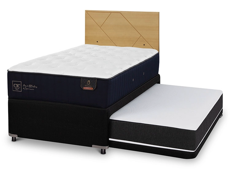 JUEGO DE DORMITORIO CIC CAMA DIVAN PREMIUM 1.5 PLAZAS NEGRO + RESPALDO VILLARRICA MOSTAZA - 2