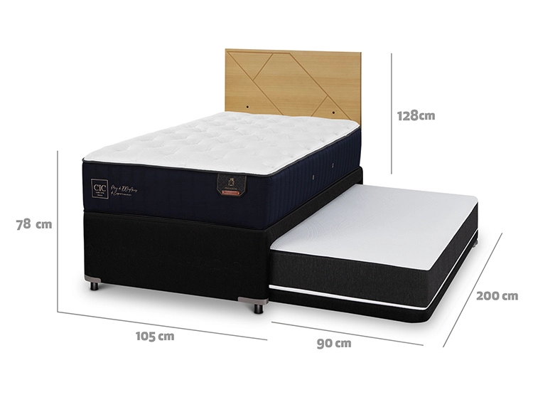 JUEGO DE DORMITORIO CIC CAMA DIVAN PREMIUM 1.5 PLAZAS NEGRO + RESPALDO VILLARRICA MOSTAZA - 3