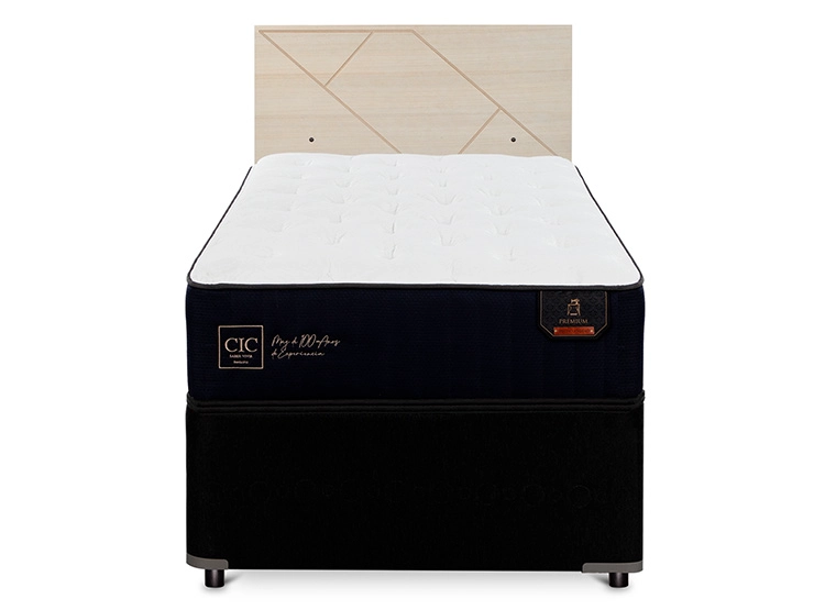 JUEGO DE DORMITORIO CIC CAMA DIVAN PREMIUM 1.5 PLAZAS NEGRO + RESPALDO VILLARRICA ALPINO - 1
