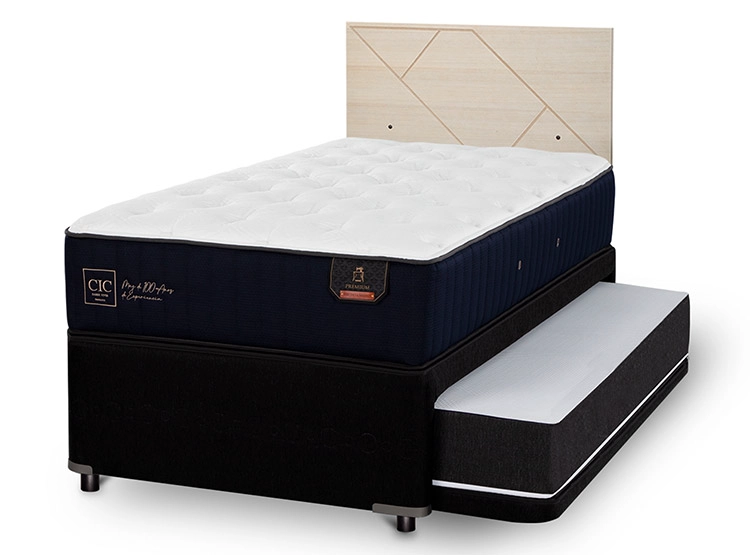 JUEGO DE DORMITORIO CIC CAMA DIVAN PREMIUM 1.5 PLAZAS NEGRO + RESPALDO VILLARRICA ALPINO - 2