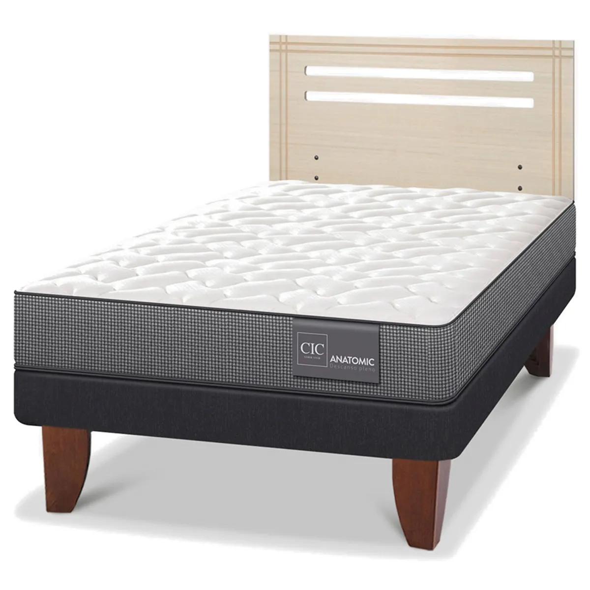 JUEGO DE DORMITORIO CIC CAMA EUROPEA ANATOMIC 1.5 PLAZAS + RESPALDO MUNICH ALPINO - 2