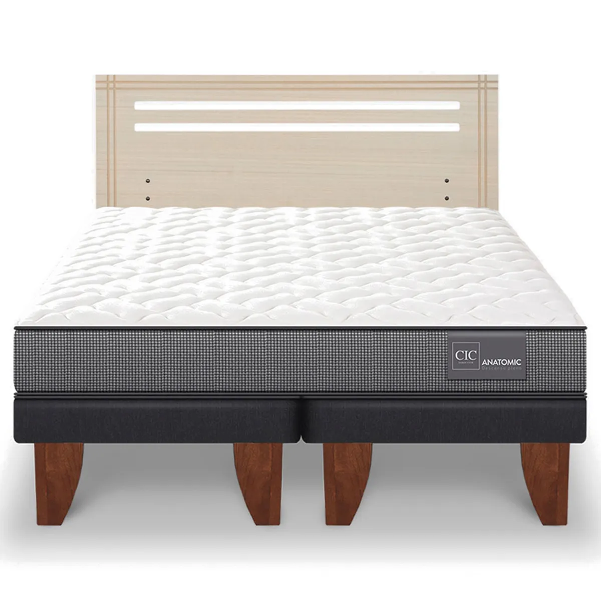 JUEGO DE DORMITORIO CIC CAMA EUROPEA ANATOMIC BD 2 PLAZAS + RESPALDO MUNICH ALPINO - 1