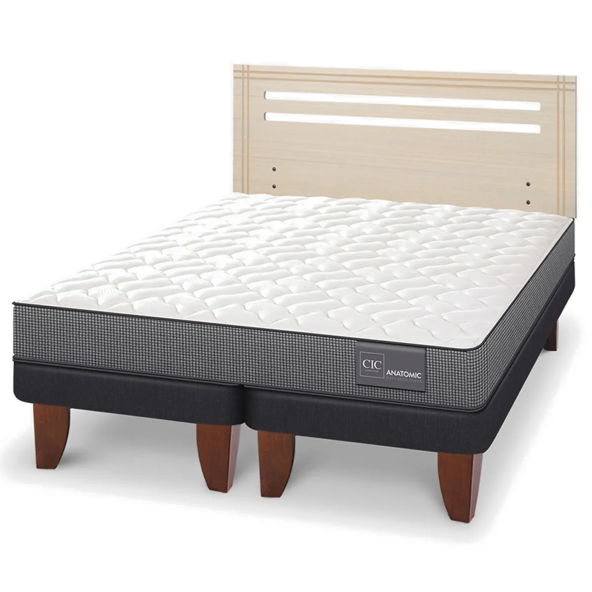 JUEGO DE DORMITORIO CIC CAMA EUROPEA ANATOMIC BD 2 PLAZAS + RESPALDO MUNICH ALPINO - 2