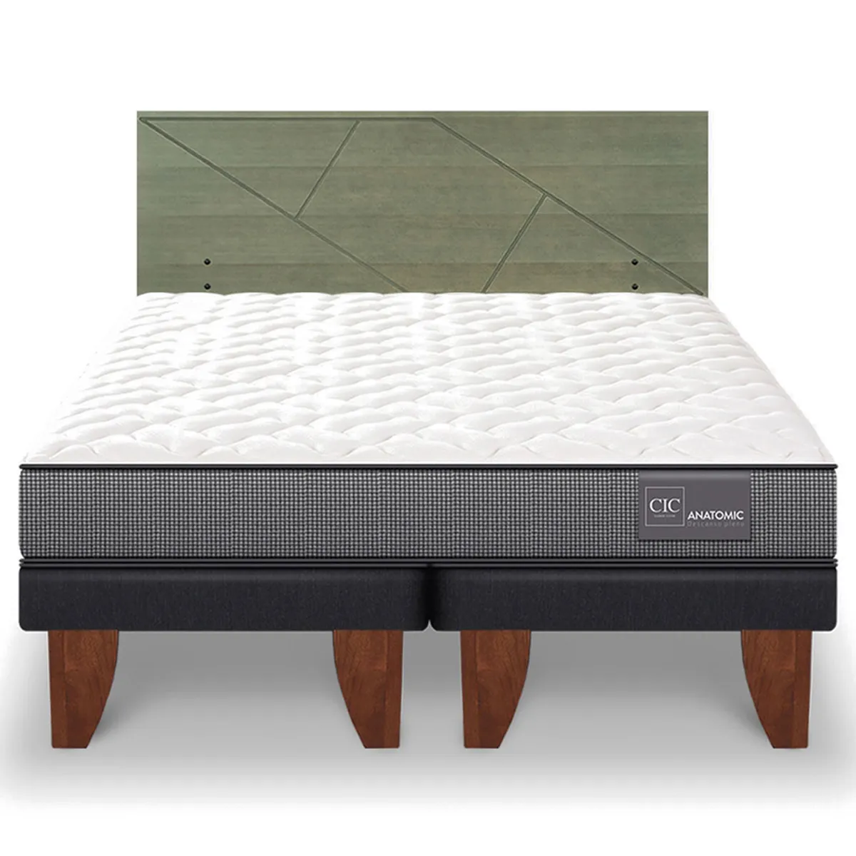 JUEGO DE DORMITORIO CIC CAMA EUROPEA ANATOMIC KING + RESPALDO VILLARRICA OLIVO - 1