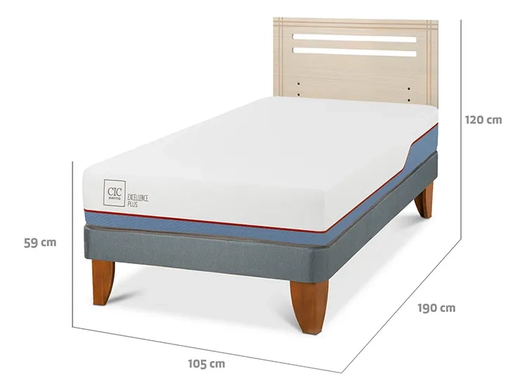 JUEGO DE DORMITORIO CIC CAMA EUROPEA EXCELLENCE PLUS 1.5 PLAZAS + RESPALDO MUNICH ALPINO - 3