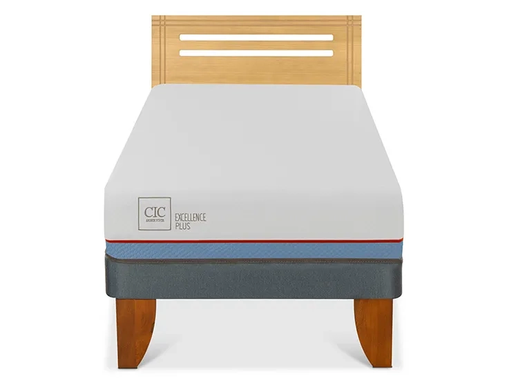 JUEGO DE DORMITORIO CIC CAMA EUROPEA EXCELLENCE PLUS 1.5 PLAZAS + RESPALDO MUNICH MOSTAZA - 1