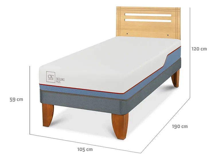 JUEGO DE DORMITORIO CIC CAMA EUROPEA EXCELLENCE PLUS 1.5 PLAZAS + RESPALDO MUNICH MOSTAZA - 3