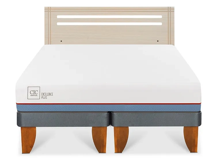 JUEGO DE DORMITORIO CIC CAMA EUROPEA EXCELLENCE PLUS BD 2 PLAZAS + RESPALDO MUNICH ALPINO - 1