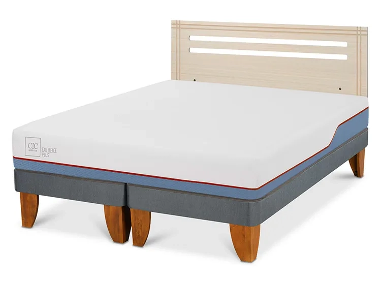 JUEGO DE DORMITORIO CIC CAMA EUROPEA EXCELLENCE PLUS BD 2 PLAZAS + RESPALDO MUNICH ALPINO - 2