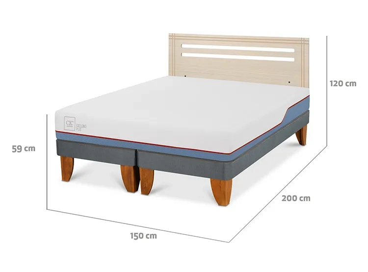 JUEGO DE DORMITORIO CIC CAMA EUROPEA EXCELLENCE PLUS BD 2 PLAZAS + RESPALDO MUNICH ALPINO - 3