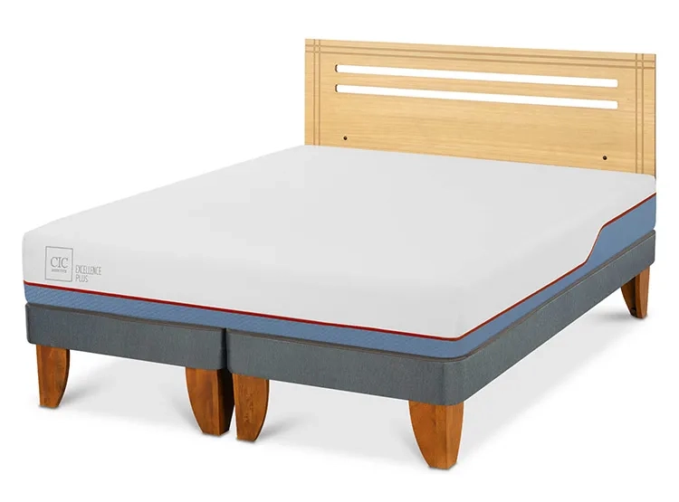 JUEGO DE DORMITORIO CIC CAMA EUROPEA EXCELLENCE PLUS BD 2 PLAZAS + RESPALDO MUNICH MOSTAZA - 2