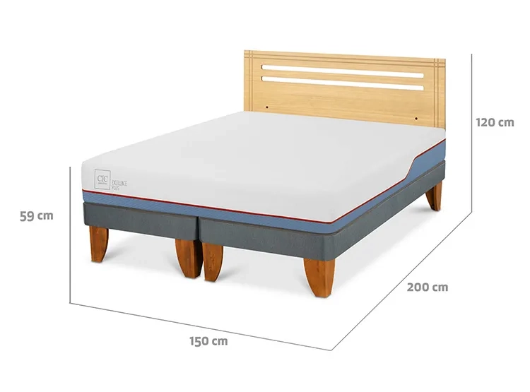 JUEGO DE DORMITORIO CIC CAMA EUROPEA EXCELLENCE PLUS BD 2 PLAZAS + RESPALDO MUNICH MOSTAZA - 3