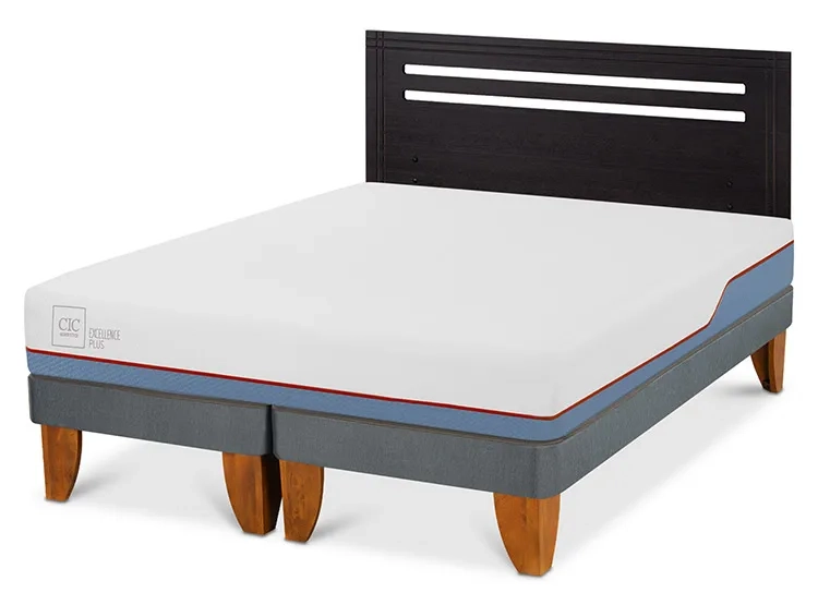 JUEGO DE DORMITORIO CIC CAMA EUROPEA EXCELLENCE PLUS BD 2 PLAZAS + RESPALDO MUNICH NEGRO - 2