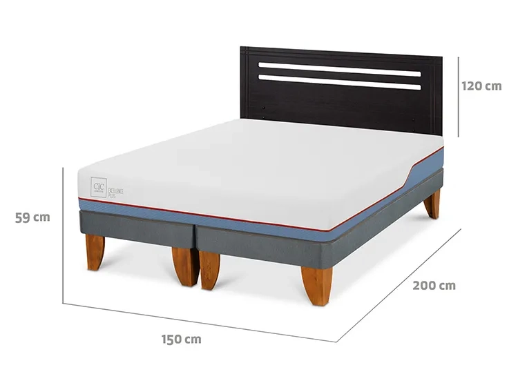 JUEGO DE DORMITORIO CIC CAMA EUROPEA EXCELLENCE PLUS BD 2 PLAZAS + RESPALDO MUNICH NEGRO - 3