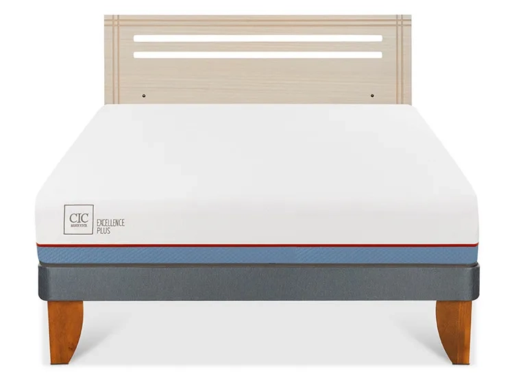 JUEGO DE DORMITORIO CIC CAMA EUROPEA EXCELLENCE PLUS BN 2 PLAZAS + RESPALDO MUNICH ALPINO - 1