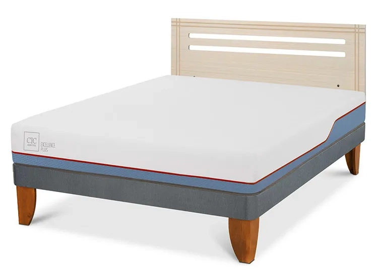 JUEGO DE DORMITORIO CIC CAMA EUROPEA EXCELLENCE PLUS BN 2 PLAZAS + RESPALDO MUNICH ALPINO - 2