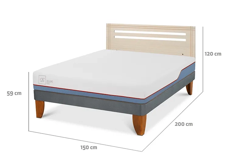 JUEGO DE DORMITORIO CIC CAMA EUROPEA EXCELLENCE PLUS BN 2 PLAZAS + RESPALDO MUNICH ALPINO - 3