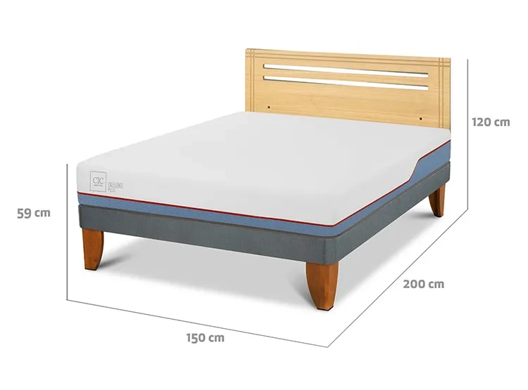 JUEGO DE DORMITORIO CIC CAMA EUROPEA EXCELLENCE PLUS BN 2 PLAZAS + RESPALDO MUNICH MOSTAZA - 3