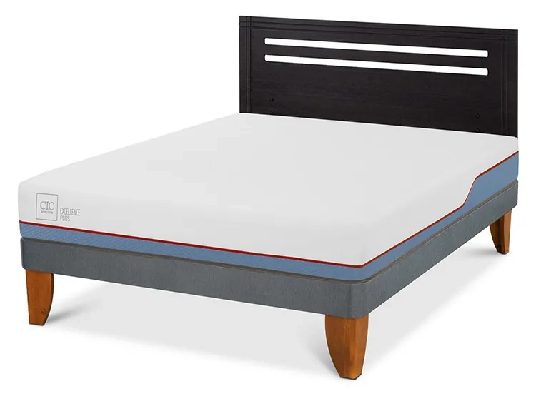 JUEGO DE DORMITORIO CIC CAMA EUROPEA EXCELLENCE PLUS BN 2 PLAZAS + RESPALDO MUNICH NEGRO - 2