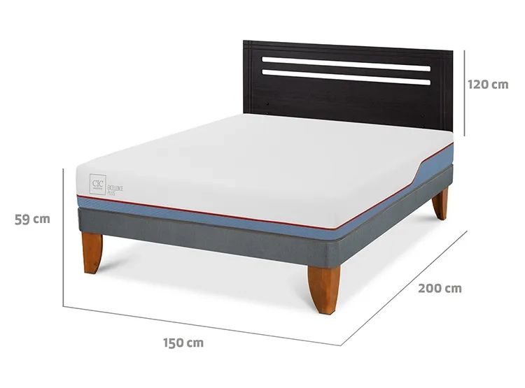 JUEGO DE DORMITORIO CIC CAMA EUROPEA EXCELLENCE PLUS BN 2 PLAZAS + RESPALDO MUNICH NEGRO - 3
