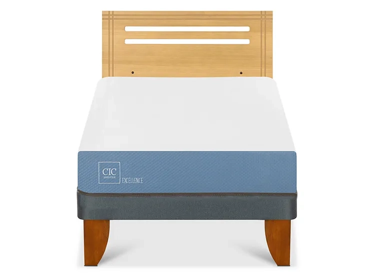 JUEGO DE DORMITORIO CIC CAMA EUROPEA EXCELLENCE 1.5 PLAZAS + RESPALDO MUNICH MOSTAZA - 1