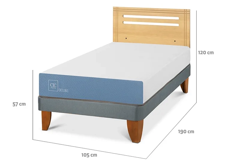 JUEGO DE DORMITORIO CIC CAMA EUROPEA EXCELLENCE 1.5 PLAZAS + RESPALDO MUNICH MOSTAZA - 3