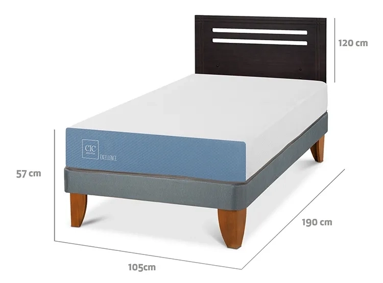 JUEGO DE DORMITORIO CIC CAMA EUROPEA EXCELLENCE 1.5 PLAZAS + RESPALDO MUNICH NEGRO - 3