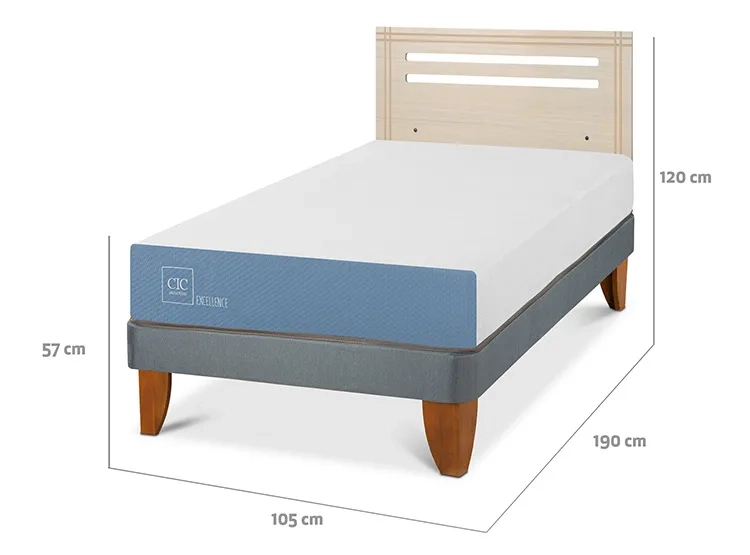 JUEGO DE DORMITORIO CIC CAMA EUROPEA EXCELLENCE 1.5 PLAZAS + RESPALDO MUNICH ALPINO - 3