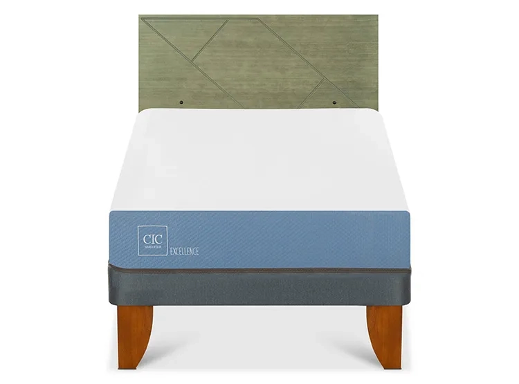 JUEGO DE DORMITORIO CIC CAMA EUROPEA EXCELLENCE 1.5 PLAZAS + RESPALDO VILLARRICA OLIVO - 1
