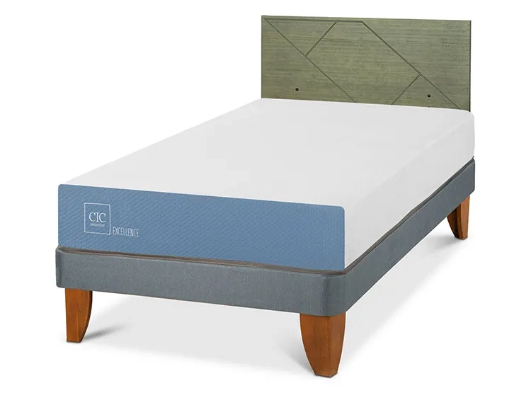 JUEGO DE DORMITORIO CIC CAMA EUROPEA EXCELLENCE 1.5 PLAZAS + RESPALDO VILLARRICA OLIVO - 2