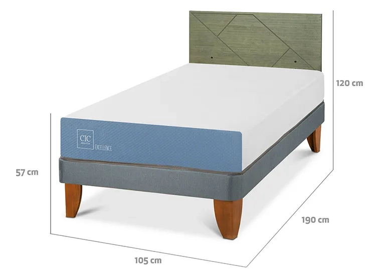 JUEGO DE DORMITORIO CIC CAMA EUROPEA EXCELLENCE 1.5 PLAZAS + RESPALDO VILLARRICA OLIVO - 3