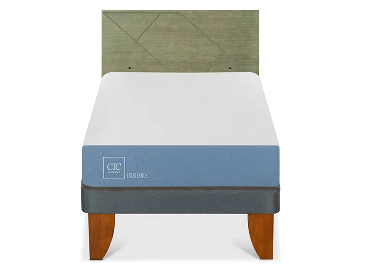JUEGO DE DORMITORIO CIC CAMA EUROPEA EXCELLENCE 1 PLAZA + RESPALDO VILLARRICA OLIVO - 1