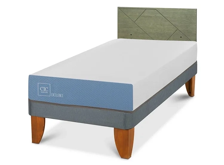 JUEGO DE DORMITORIO CIC CAMA EUROPEA EXCELLENCE 1 PLAZA + RESPALDO VILLARRICA OLIVO - 2