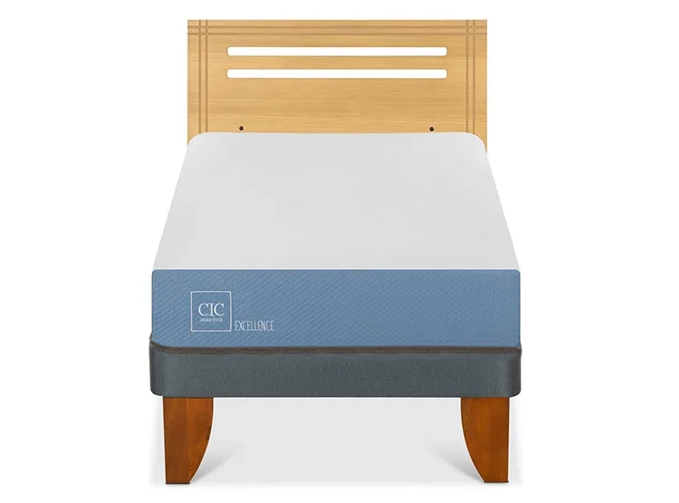JUEGO DE DORMITORIO CIC CAMA EUROPEA EXCELLENCE 1 PLAZA + RESPALDO MUNICH MOSTAZA - 1