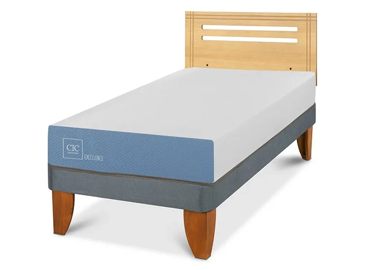 JUEGO DE DORMITORIO CIC CAMA EUROPEA EXCELLENCE 1 PLAZA + RESPALDO MUNICH MOSTAZA - 2