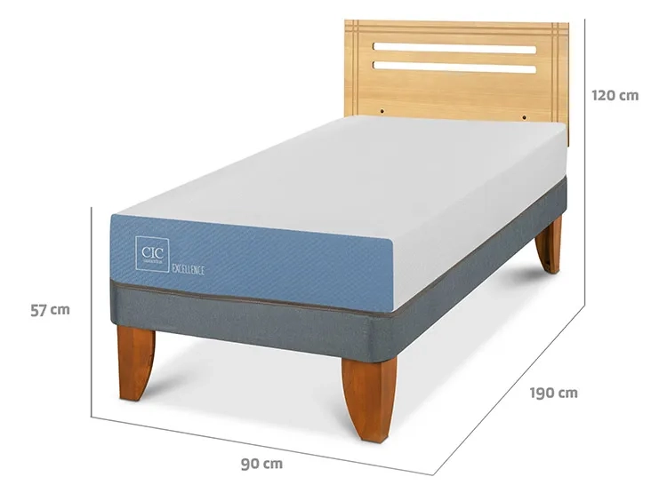JUEGO DE DORMITORIO CIC CAMA EUROPEA EXCELLENCE 1 PLAZA + RESPALDO MUNICH MOSTAZA - 3