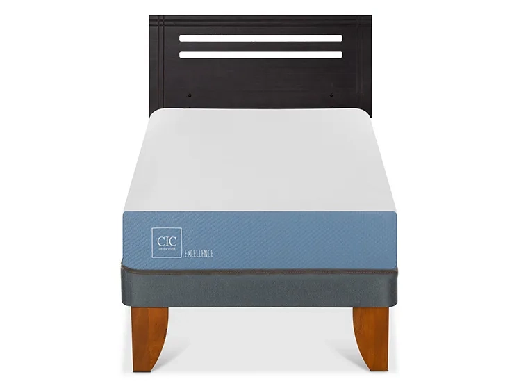 JUEGO DE DORMITORIO CIC CAMA EUROPEA EXCELLENCE 1 PLAZA + RESPALDO MUNICH NEGRO - 1