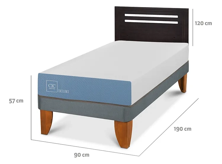 JUEGO DE DORMITORIO CIC CAMA EUROPEA EXCELLENCE 1 PLAZA + RESPALDO MUNICH NEGRO - 3